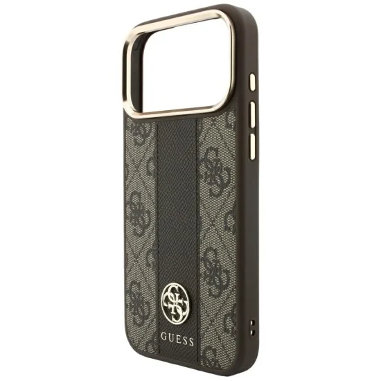 Guess - Leather 4G Stripe Round Classic Logo MagSafe (GUHMP18X6P4G4RCW) - iPhone 18 Pro Max / iPhone 17 Pro Max - Brown