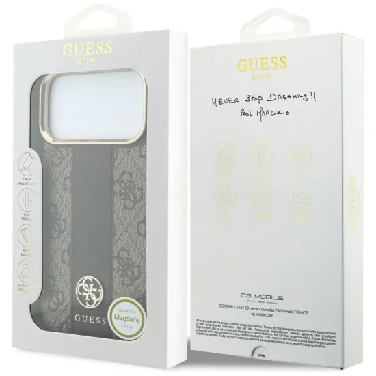 Guess - Leather 4G Stripe Round Classic Logo MagSafe (GUHMP18X6P4G4RCW) - iPhone 18 Pro Max / iPhone 17 Pro Max - Brown