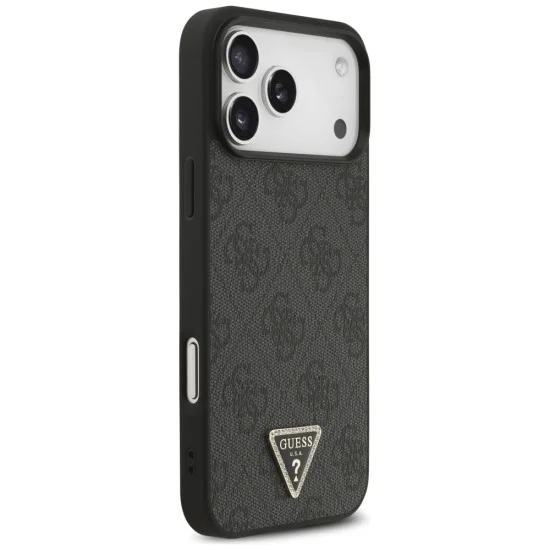 Кожен калъф Guess Leather 4G Triangle Strass MagSafe (GUHMP18XP4TDPLK) - iPhone 18 Pro Max / iPhone 17 Pro Max - Черен