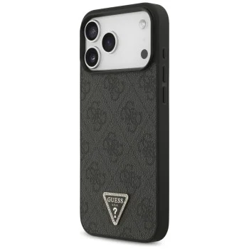 Кожен калъф Guess Leather 4G Triangle Strass MagSafe (GUHMP18XP4TDPLK) - iPhone 18 Pro Max / iPhone 17 Pro Max - Черен