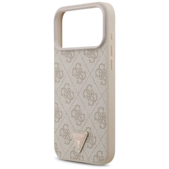 Кожен калъф Guess Leather 4G Triangle Strass MagSafe (GUHMP18XP4TDPP) - iPhone 18 Pro Max / iPhone 17 Pro Max - Розов