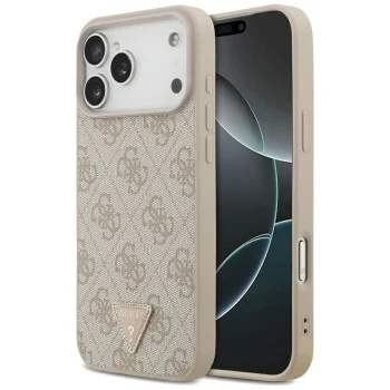 Кожен калъф Guess Leather 4G Triangle Strass MagSafe (GUHMP18XP4TDPP) - iPhone 18 Pro Max / iPhone 17 Pro Max - Розов