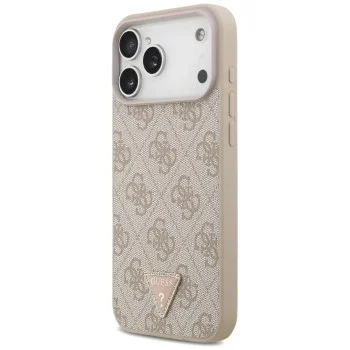 Кожен калъф Guess Leather 4G Triangle Strass MagSafe (GUHMP18XP4TDPP) - iPhone 18 Pro Max / iPhone 17 Pro Max - Розов