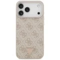 Кожен калъф Guess Leather 4G Triangle Strass MagSafe (GUHMP18XP4TDPP) - iPhone 18 Pro Max / iPhone 17 Pro Max - Розов