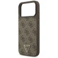Кожен калъф Guess Leather 4G Triangle Strass MagSafe (GUHMP18XP4TDPW) - iPhone 18 Pro Max / iPhone 17 Pro Max - Кафяв