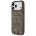Кожен калъф Guess Leather 4G Triangle Strass MagSafe (GUHMP18XP4TDPW) - iPhone 18 Pro Max / iPhone 17 Pro Max - Кафяв