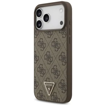 Кожен калъф Guess Leather 4G Triangle Strass MagSafe (GUHMP18XP4TDPW) - iPhone 18 Pro Max / iPhone 17 Pro Max - Кафяв