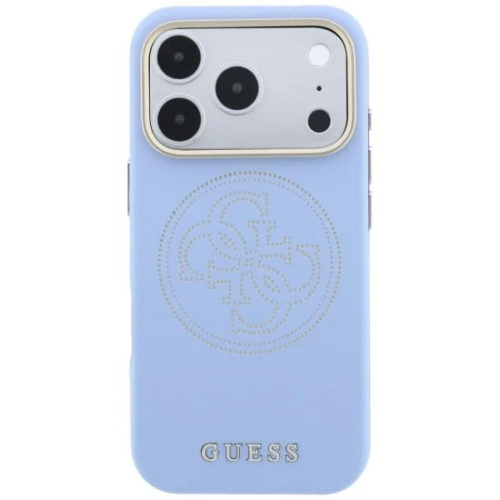 Кожен калъф Guess Leather Perforated 4G MagSafe (GUHMP18L6PS4SRGB) - iPhone 18 Pro / iPhone 17 Pro - Светлосин