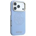 Кожен калъф Guess Leather Perforated 4G MagSafe (GUHMP18L6PS4SRGB) - iPhone 18 Pro / iPhone 17 Pro - Светлосин