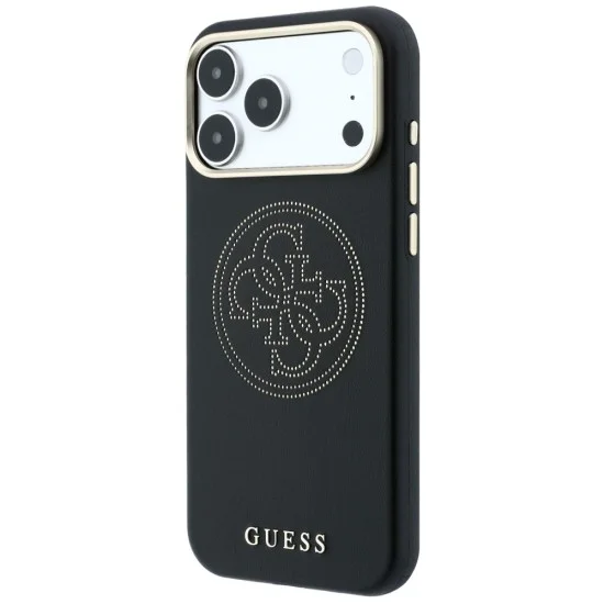 Кожен калъф Guess Leather Perforated 4G MagSafe (GUHMP18L6PS4SRGK) - iPhone 18 Pro / iPhone 17 Pro - Черен