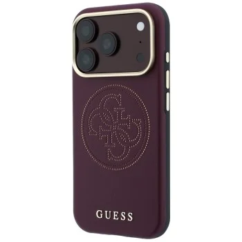 Кожен калъф Guess Leather Perforated 4G MagSafe (GUHMP18L6PS4SRGU) - iPhone 18 Pro / iPhone 17 Pro - Бордо