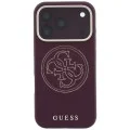 Кожен калъф Guess Leather Perforated 4G MagSafe (GUHMP18L6PS4SRGU) - iPhone 18 Pro / iPhone 17 Pro - Бордо