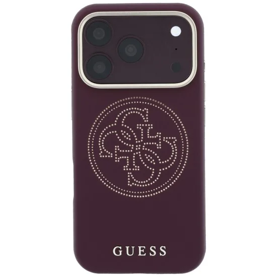 Кожен калъф Guess Leather Perforated 4G MagSafe (GUHMP18L6PS4SRGU) - iPhone 18 Pro / iPhone 17 Pro - Бордо