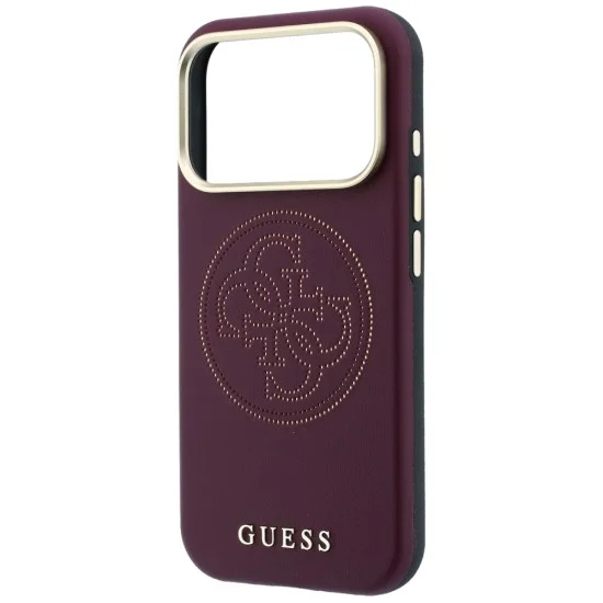 Кожен калъф Guess Leather Perforated 4G MagSafe (GUHMP18L6PS4SRGU) - iPhone 18 Pro / iPhone 17 Pro - Бордо