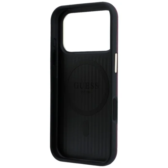 Кожен калъф Guess Leather Perforated 4G MagSafe (GUHMP18L6PS4SRGU) - iPhone 18 Pro / iPhone 17 Pro - Бордо