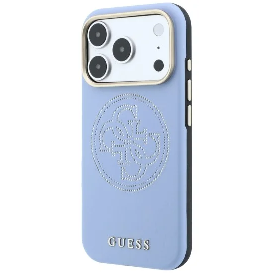 Кожен калъф Guess Leather Perforated 4G MagSafe (GUHMP18X6PS4SRGB) - iPhone 18 Pro Max / iPhone 17 Pro Max - Светлосин