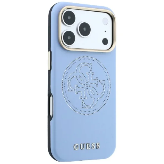Кожен калъф Guess Leather Perforated 4G MagSafe (GUHMP18X6PS4SRGB) - iPhone 18 Pro Max / iPhone 17 Pro Max - Светлосин
