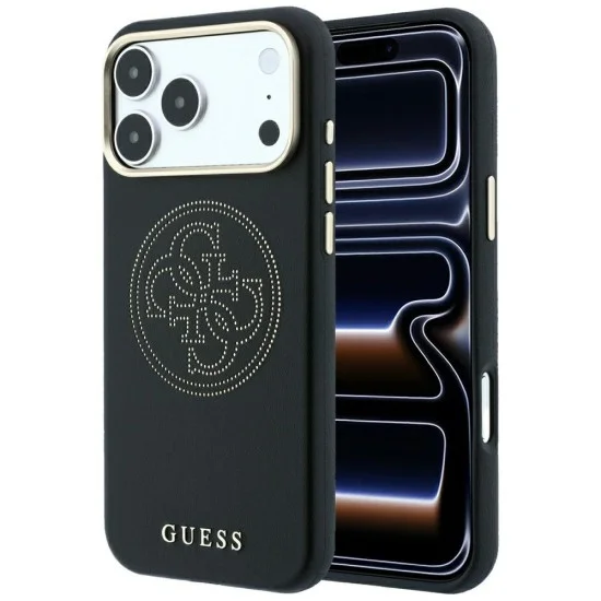 Кожен калъф Guess Leather Perforated 4G MagSafe (GUHMP18X6PS4SRGK) - iPhone 18 Pro Max / iPhone 17 Pro Max - Черен