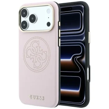 Кожен калъф Guess Leather Perforated 4G MagSafe (GUHMP18X6PS4SRGP) - iPhone 18 Pro Max / iPhone 17 Pro Max - Розов