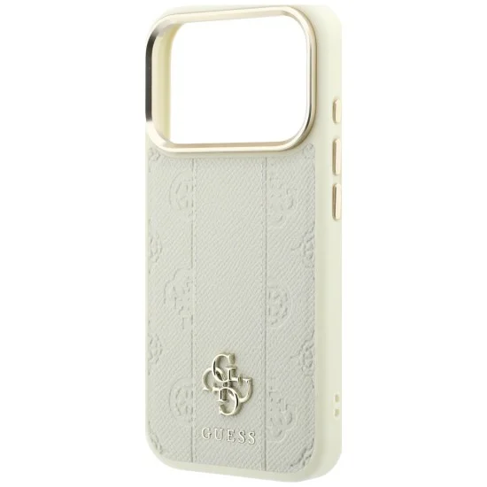 Кожен калъф Guess Leather Stripe Peony 4G MagSafe (GUHMP18L6PGSU4EE) - iPhone 18 Pro / iPhone 17 Pro - Бежов