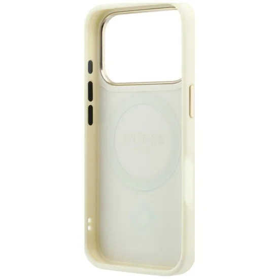 Кожен калъф Guess Leather Stripe Peony 4G MagSafe (GUHMP18L6PGSU4EE) - iPhone 18 Pro / iPhone 17 Pro - Бежов