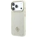 Кожен калъф Guess Leather Stripe Peony 4G MagSafe (GUHMP18L6PGSU4EE) - iPhone 18 Pro / iPhone 17 Pro - Бежов