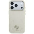 Кожен калъф Guess Leather Stripe Peony 4G MagSafe (GUHMP18L6PGSU4EE) - iPhone 18 Pro / iPhone 17 Pro - Бежов