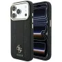 Кожен калъф Guess Leather Stripe Peony 4G MagSafe (GUHMP18L6PGSU4EK) - iPhone 18 Pro / iPhone 17 Pro - Черен