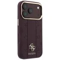 Кожен калъф Guess Leather Stripe Peony 4G MagSafe (GUHMP18L6PGSU4EU) - iPhone 18 Pro / iPhone 17 Pro - Бордо