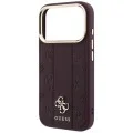 Кожен калъф Guess Leather Stripe Peony 4G MagSafe (GUHMP18L6PGSU4EU) - iPhone 18 Pro / iPhone 17 Pro - Бордо