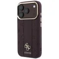 Кожен калъф Guess Leather Stripe Peony 4G MagSafe (GUHMP18L6PGSU4EU) - iPhone 18 Pro / iPhone 17 Pro - Бордо
