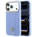 Кожен калъф Guess Leather Stripe Peony 4G MagSafe (GUHMP18X6PGSU4EB) - iPhone 18 Pro Max / iPhone 17 Pro Max - Светлосин