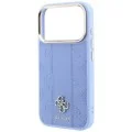 Кожен калъф Guess Leather Stripe Peony 4G MagSafe (GUHMP18X6PGSU4EB) - iPhone 18 Pro Max / iPhone 17 Pro Max - Светлосин