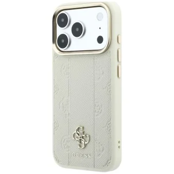 Кожен калъф Guess Leather Stripe Peony 4G MagSafe (GUHMP18X6PGSU4EE) - iPhone 18 Pro Max / iPhone 17 Pro Max - Бежов