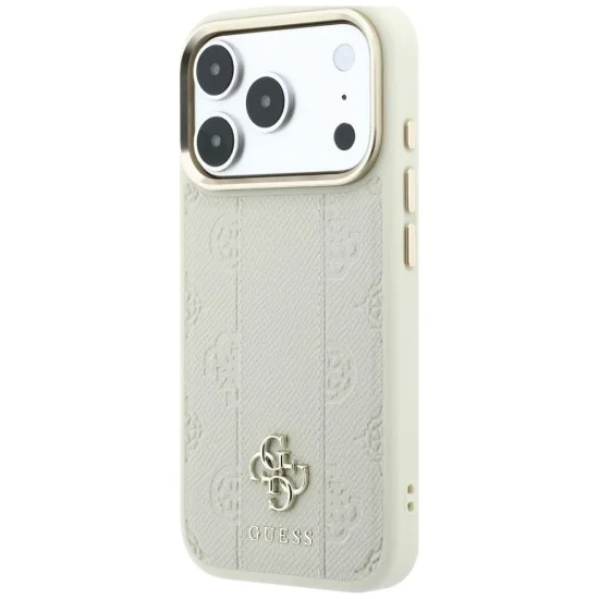 Кожен калъф Guess Leather Stripe Peony 4G MagSafe (GUHMP18X6PGSU4EE) - iPhone 18 Pro Max / iPhone 17 Pro Max - Бежов