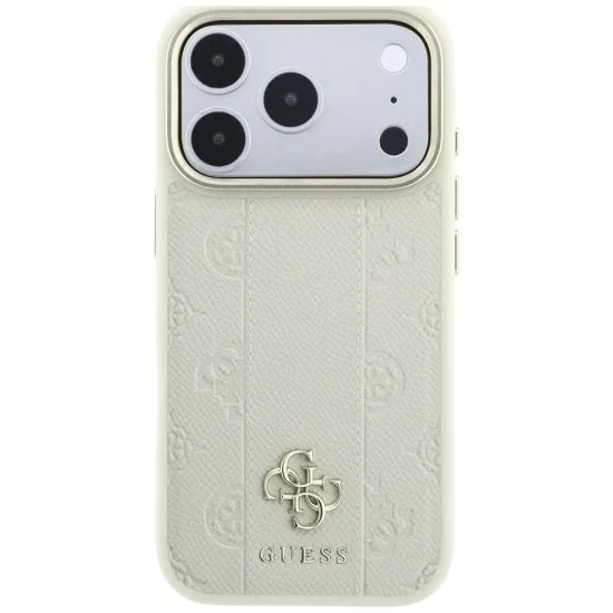 Кожен калъф Guess Leather Stripe Peony 4G MagSafe (GUHMP18X6PGSU4EE) - iPhone 18 Pro Max / iPhone 17 Pro Max - Бежов