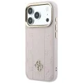 Кожен калъф Guess Leather Stripe Peony 4G MagSafe (GUHMP18X6PGSU4EP) - iPhone 18 Pro / iPhone 17 Pro - Розов