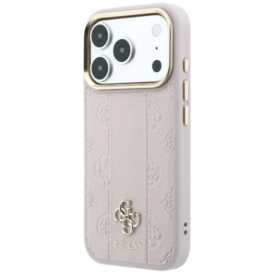 Кожен калъф Guess Leather Stripe Peony 4G MagSafe (GUHMP18X6PGSU4EP) - iPhone 18 Pro / iPhone 17 Pro - Розов