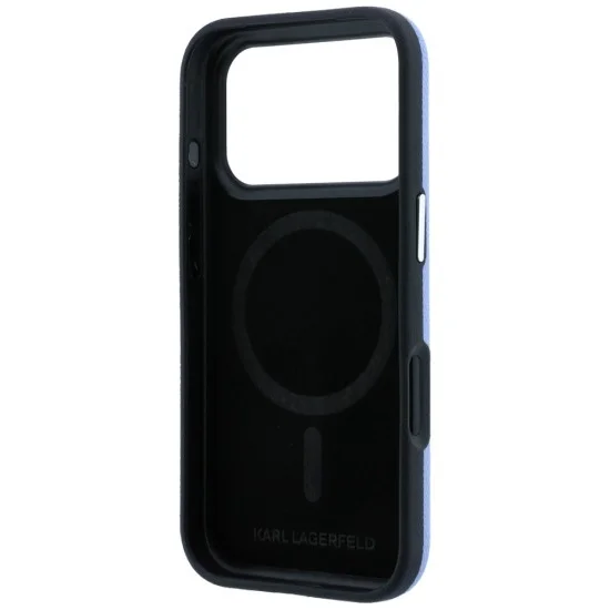 Кожен калъф Karl Lagerfeld Grained Leather Choupette Head MagSafe (KLHMP18L6PSCHLB) - iPhone 18 Pro / iPhone 17 Pro - Светлосин