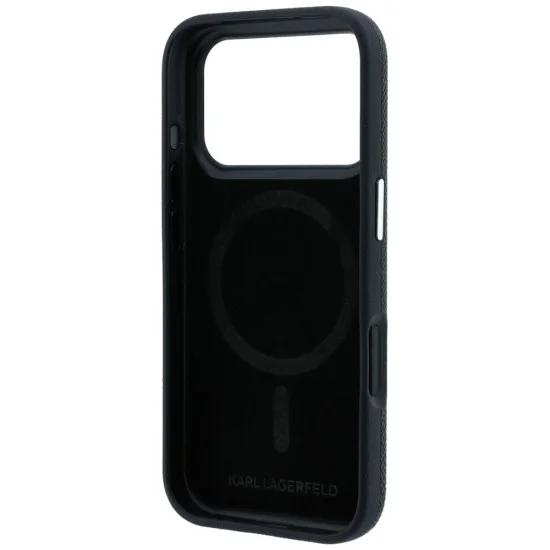 Кожен калъф Karl Lagerfeld Grained Leather Choupette Head MagSafe (KLHMP18L6PSCHLK) - iPhone 18 Pro / iPhone 17 Pro - Черен