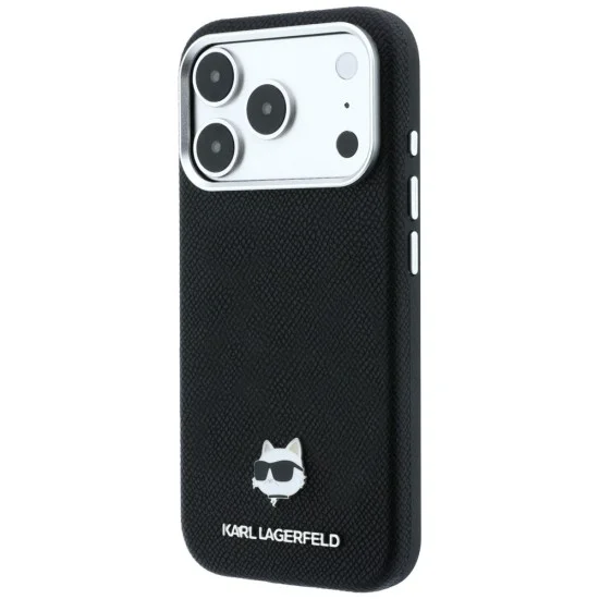 Кожен калъф Karl Lagerfeld Grained Leather Choupette Head MagSafe (KLHMP18L6PSCHLK) - iPhone 18 Pro / iPhone 17 Pro - Черен
