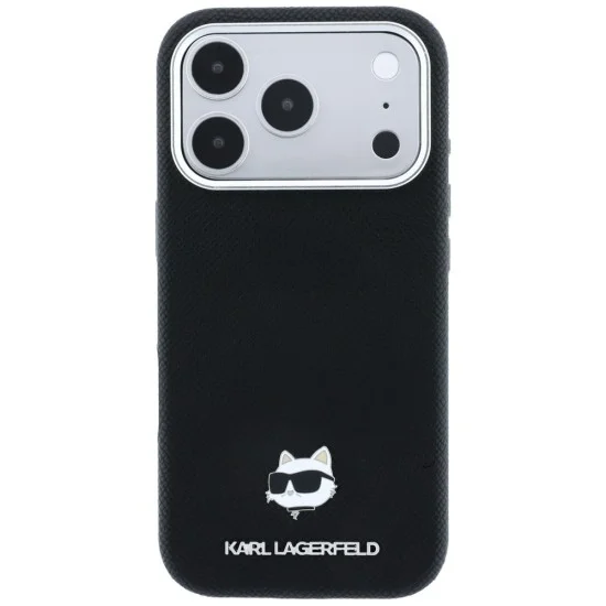 Кожен калъф Karl Lagerfeld Grained Leather Choupette Head MagSafe (KLHMP18L6PSCHLK) - iPhone 18 Pro / iPhone 17 Pro - Черен