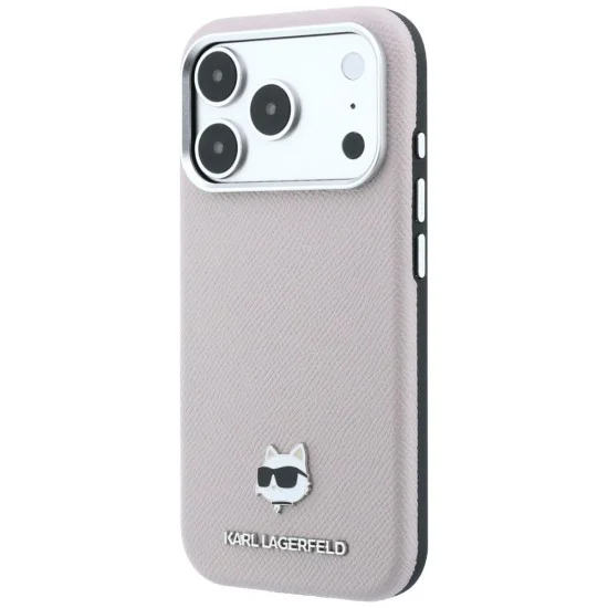 Кожен калъф Karl Lagerfeld Grained Leather Choupette Head MagSafe (KLHMP18L6PSCHLP) - iPhone 18 Pro / iPhone 17 Pro - Розов