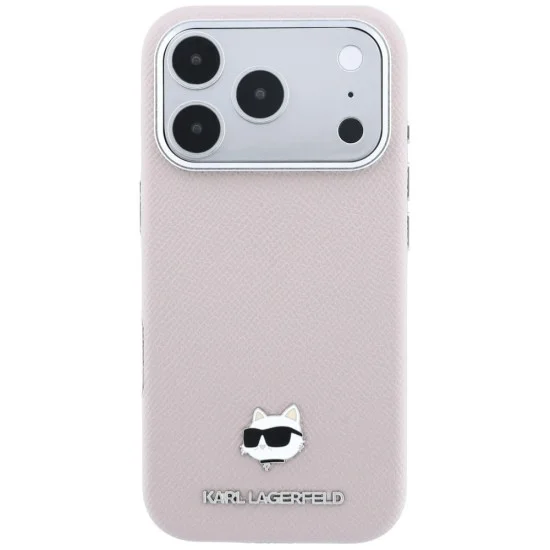 Кожен калъф Karl Lagerfeld Grained Leather Choupette Head MagSafe (KLHMP18L6PSCHLP) - iPhone 18 Pro / iPhone 17 Pro - Розов
