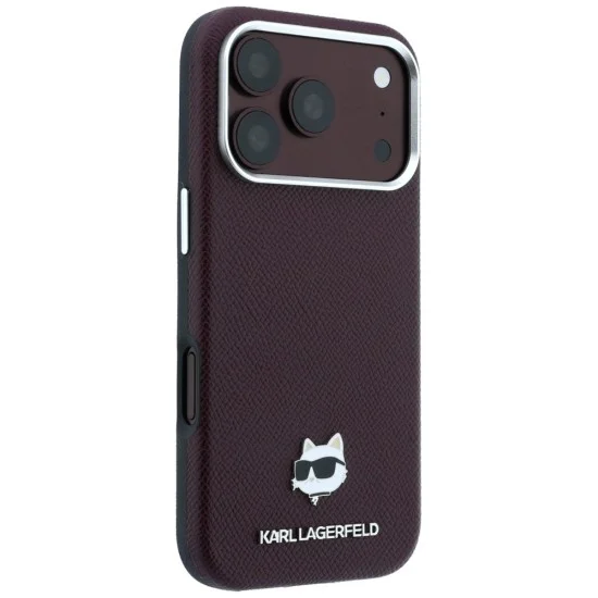Кожен калъф Karl Lagerfeld Grained Leather Choupette Head MagSafe (KLHMP18L6PSCHLR) - iPhone 18 Pro / iPhone 17 Pro - Бордо