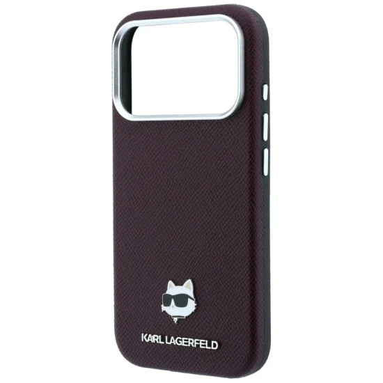 Кожен калъф Karl Lagerfeld Grained Leather Choupette Head MagSafe (KLHMP18L6PSCHLR) - iPhone 18 Pro / iPhone 17 Pro - Бордо