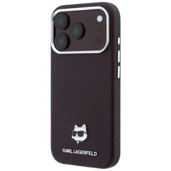 Кожен калъф Karl Lagerfeld Grained Leather Choupette Head MagSafe (KLHMP18L6PSCHLR) - iPhone 18 Pro / iPhone 17 Pro - Бордо
