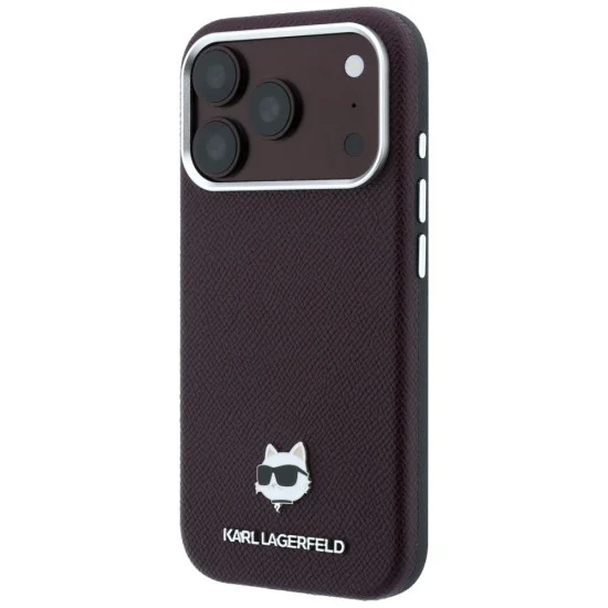 Кожен калъф Karl Lagerfeld Grained Leather Choupette Head MagSafe (KLHMP18L6PSCHLR) - iPhone 18 Pro / iPhone 17 Pro - Бордо