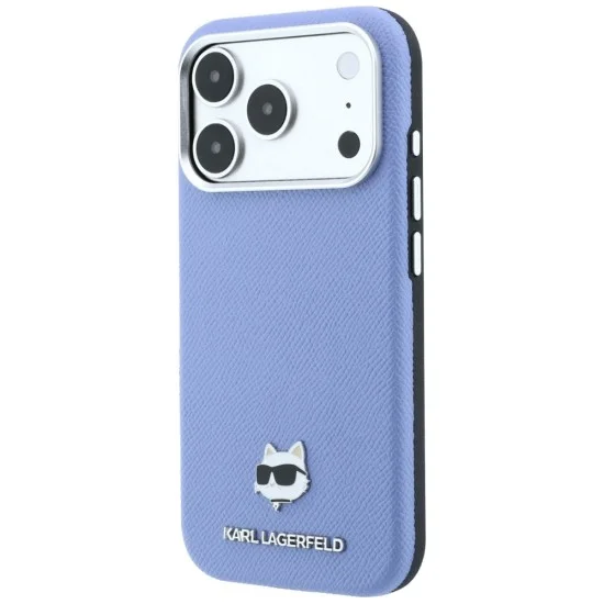 Кожен калъф Karl Lagerfeld Grained Leather Choupette Head MagSafe (KLHMP18X6PSCHLB) - iPhone 18 Pro Max / iPhone 17 Pro Max - Светлосин