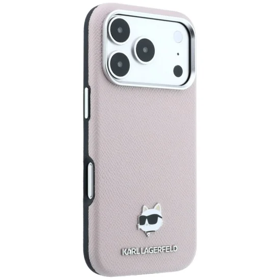 Кожен калъф Karl Lagerfeld Grained Leather Choupette Head MagSafe (KLHMP18X6PSCHLP) - iPhone 18 Pro Max / iPhone 17 Pro Max - Розов